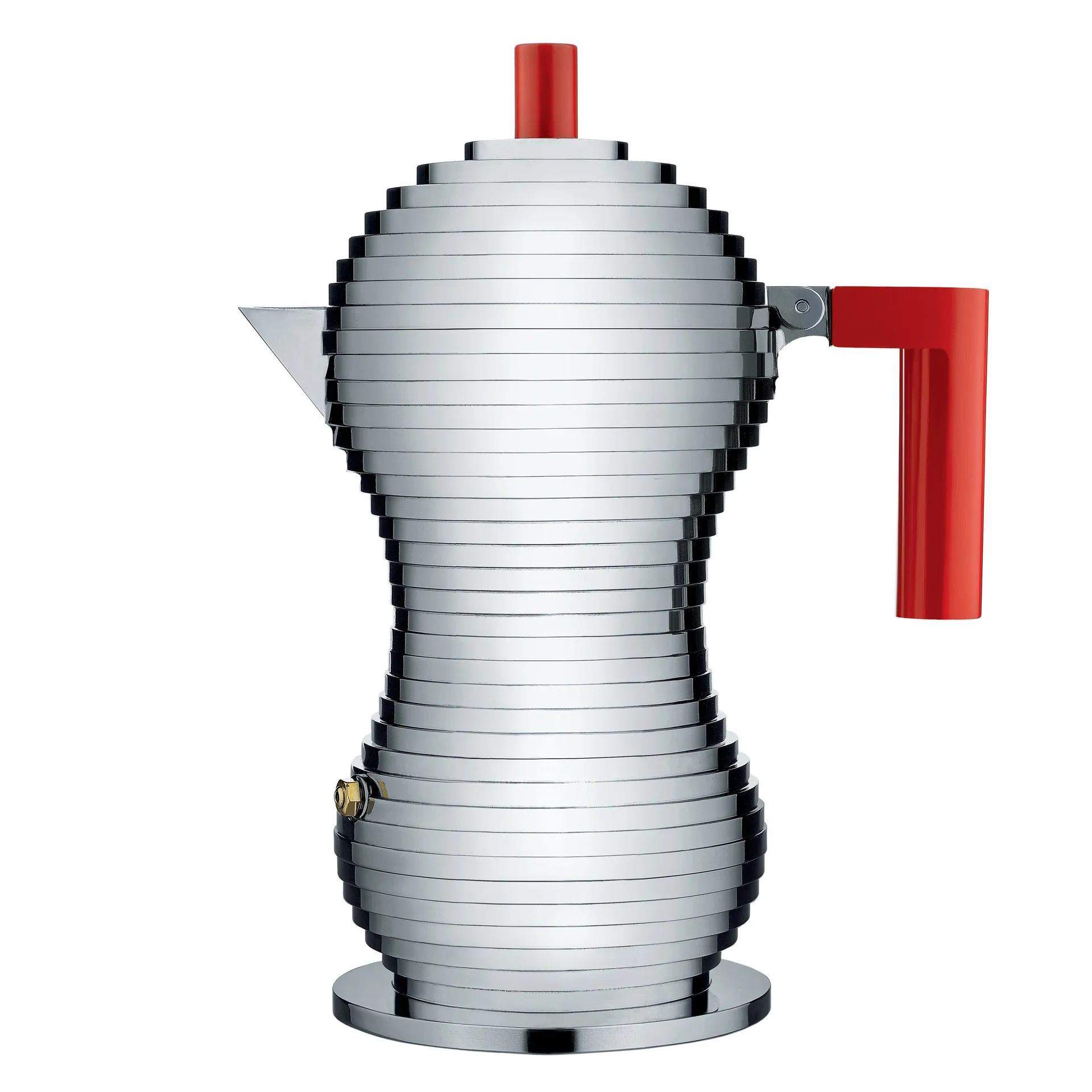 Pulcina espressomaker 6 koppen, rood handvat Alessi
