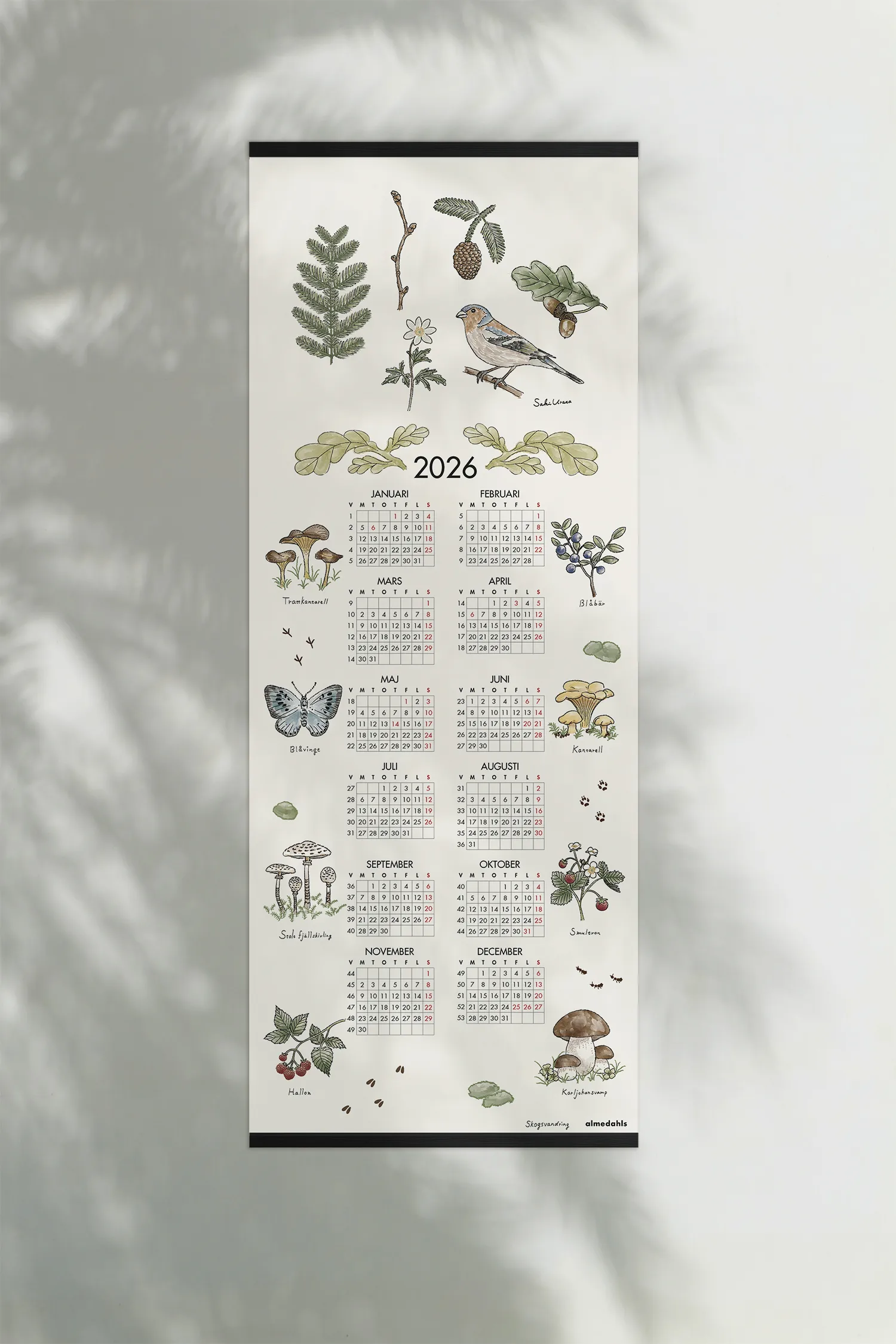 Boswandeling kalender 2026, 35x90 cm Almedahls