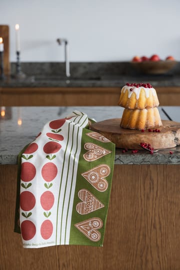 Fruit en cake keukendoek 47x70 cm - Rood-groen - Almedahls