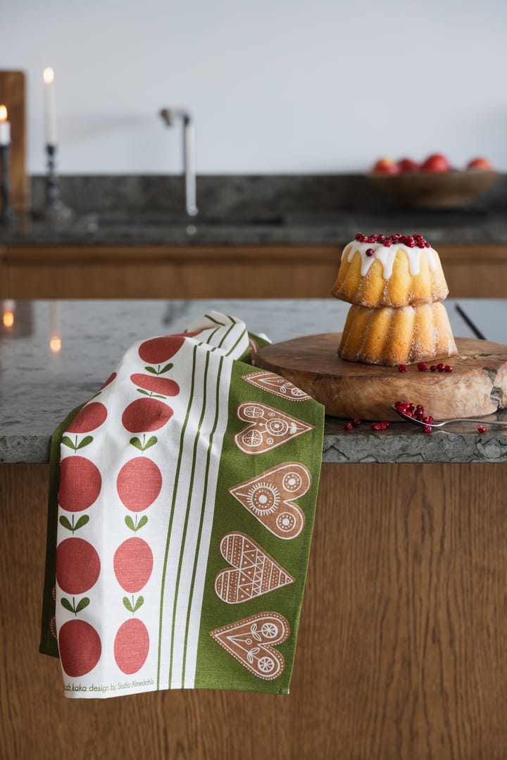Fruit en cake keukendoek 47x70 cm, Rood-groen Almedahls