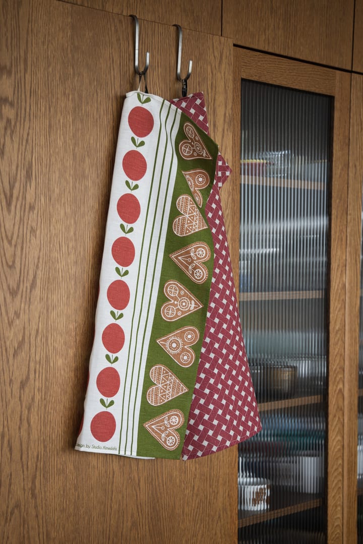 Fruit en cake keukendoek 47x70 cm, Rood-groen Almedahls