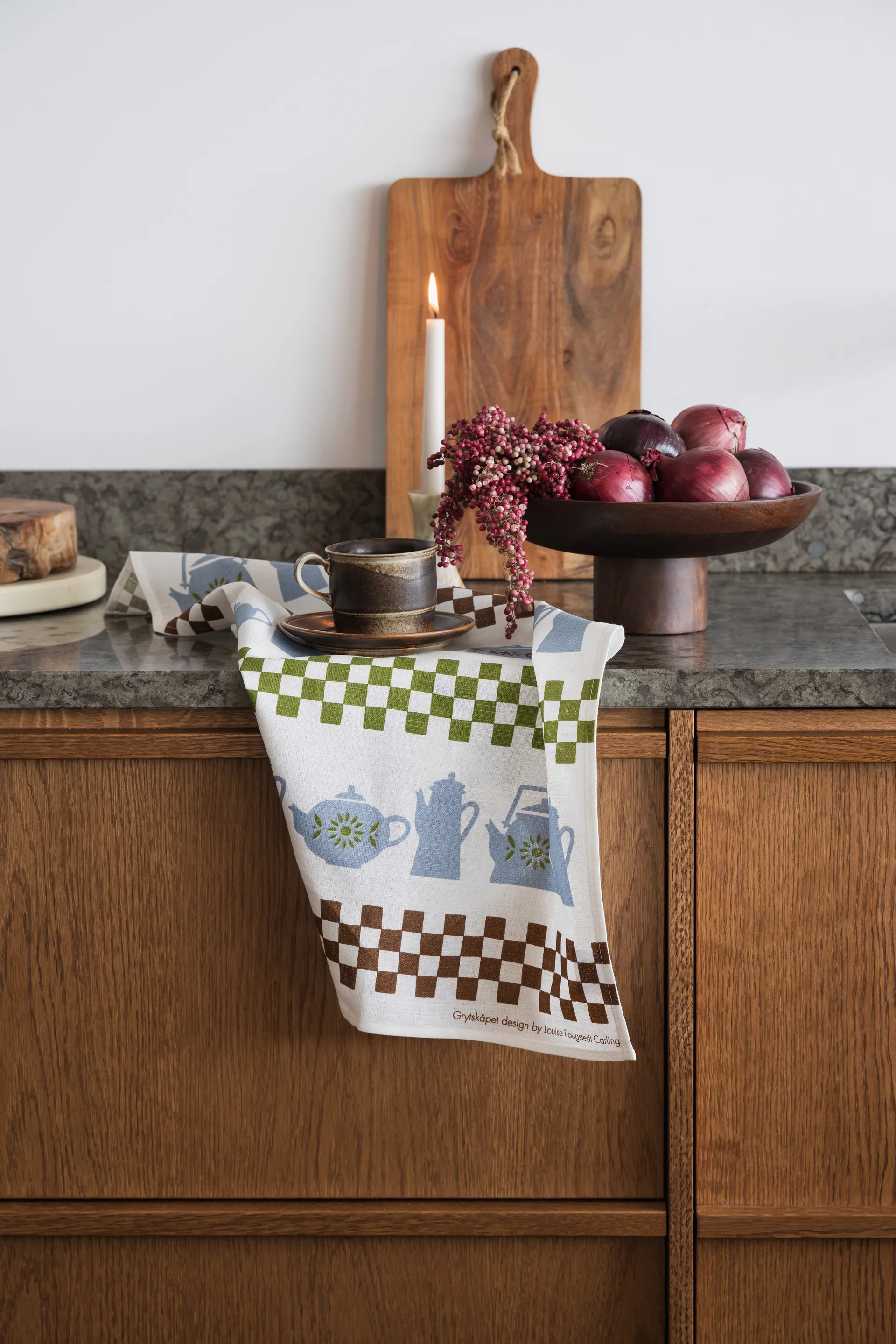 Grytskåpet theedoek 47x70 cm, Multi-blauw-groen Almedahls