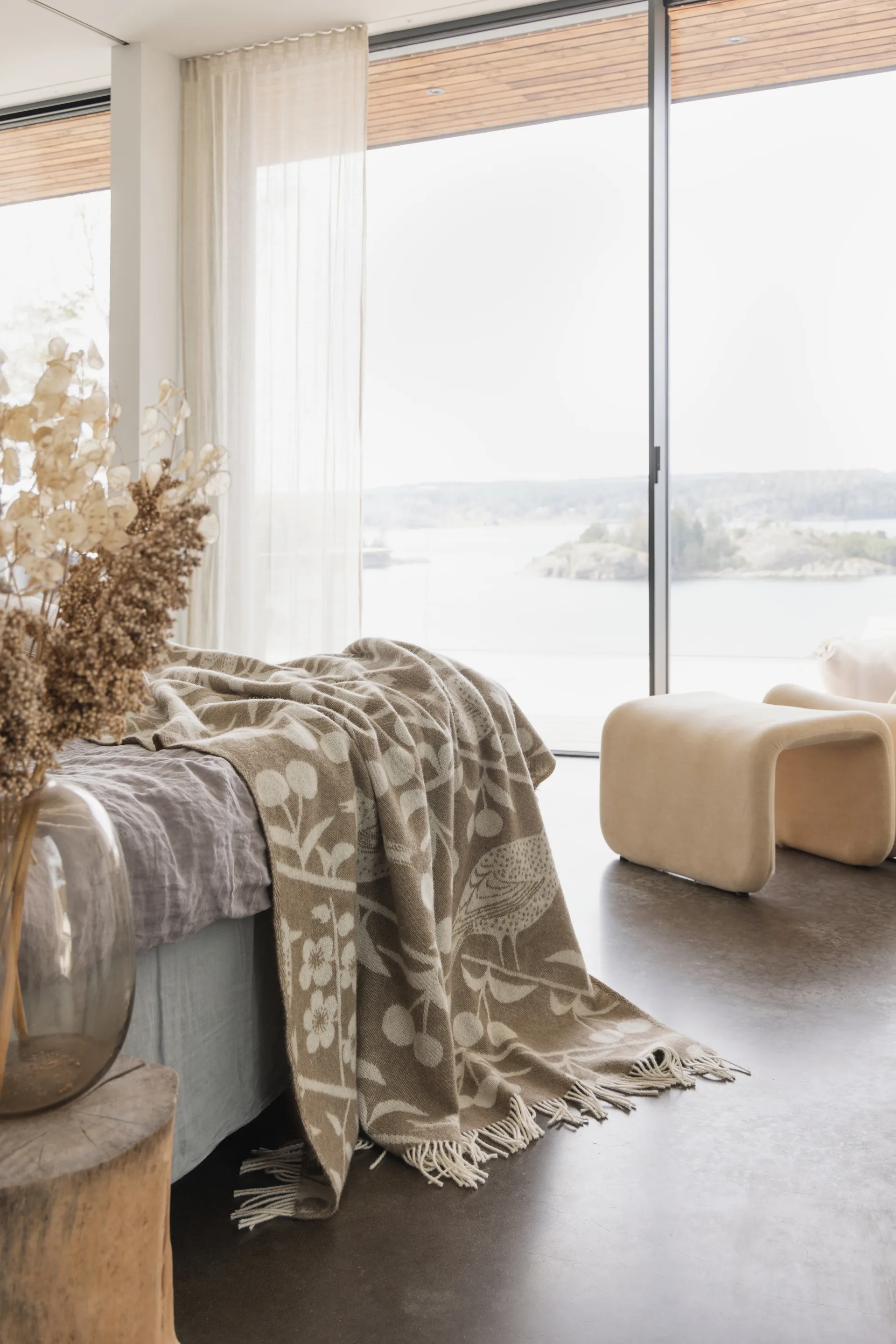 Kersenboomtuin plaid 130x170 cm, Bruin-offwhite Almedahls