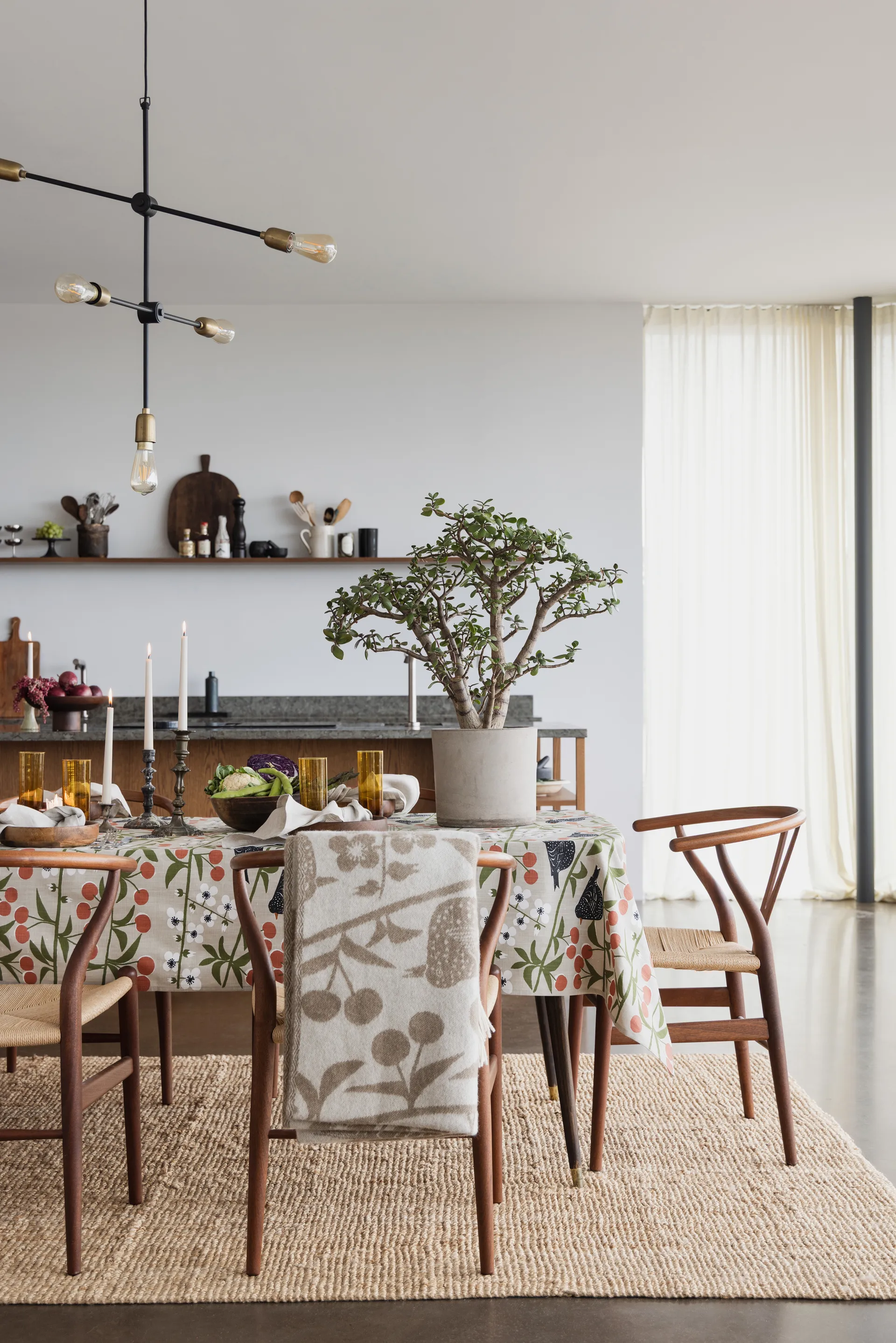 Kersenboomtuin plaid 130x170 cm, Bruin-offwhite Almedahls