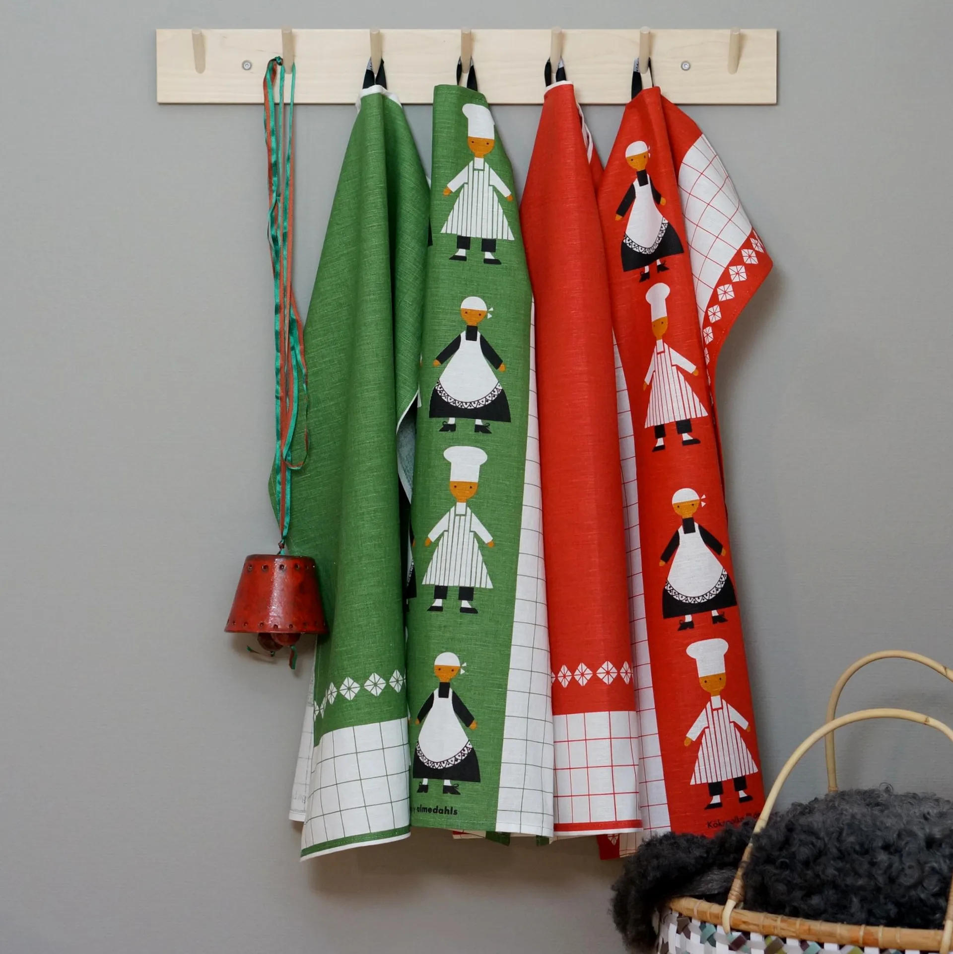 Kökspolka theedoek, groen Almedahls