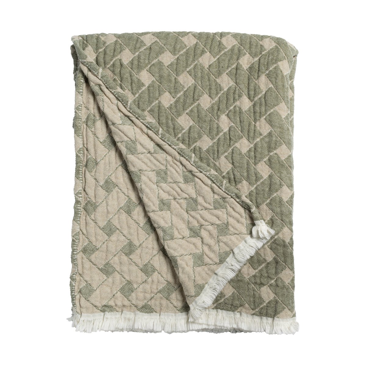 Almedahls Korg plaid 170x120 cm Groen-beige | Scandinavisch Interieur | Wollen dekens & spreien | Groen
