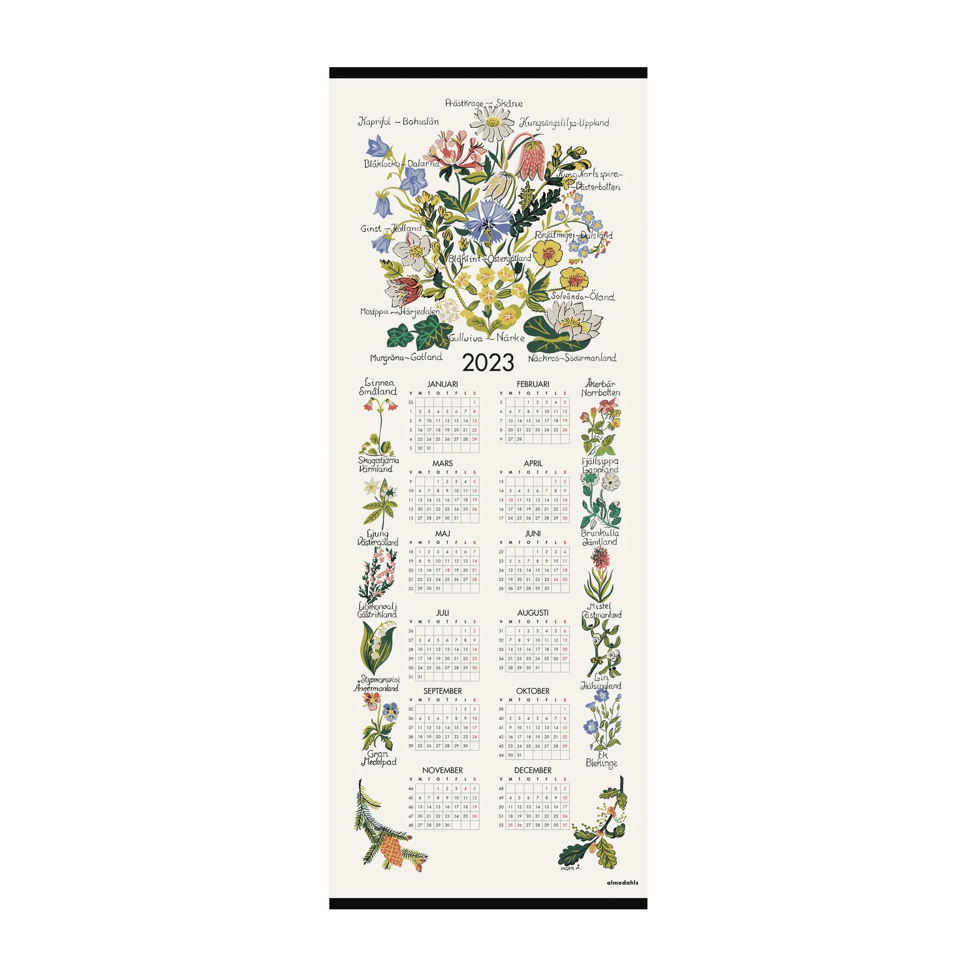Landschapsbloemen kalender 2023, 35x90 cm Almedahls