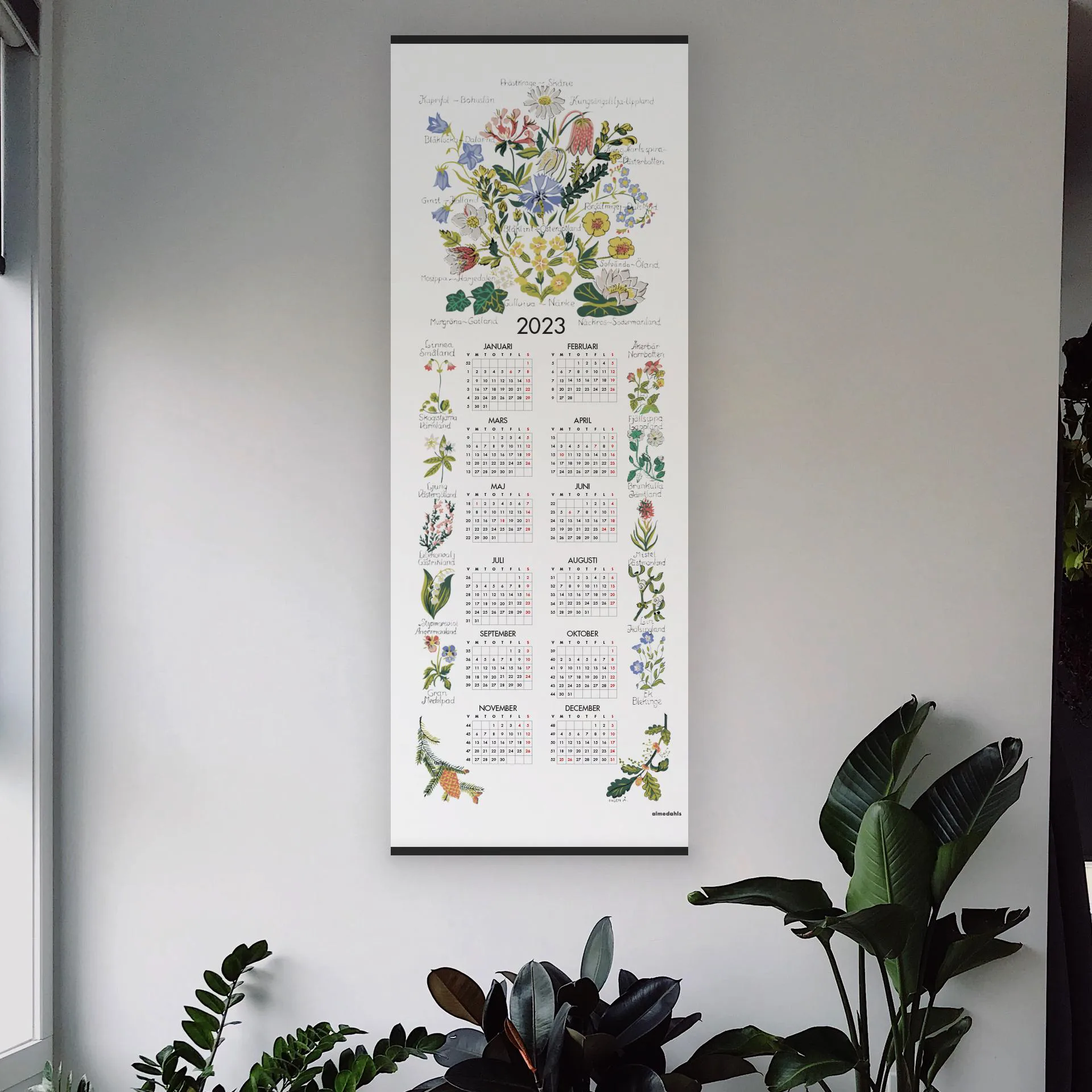 Landschapsbloemen kalender 2023, 35x90 cm Almedahls
