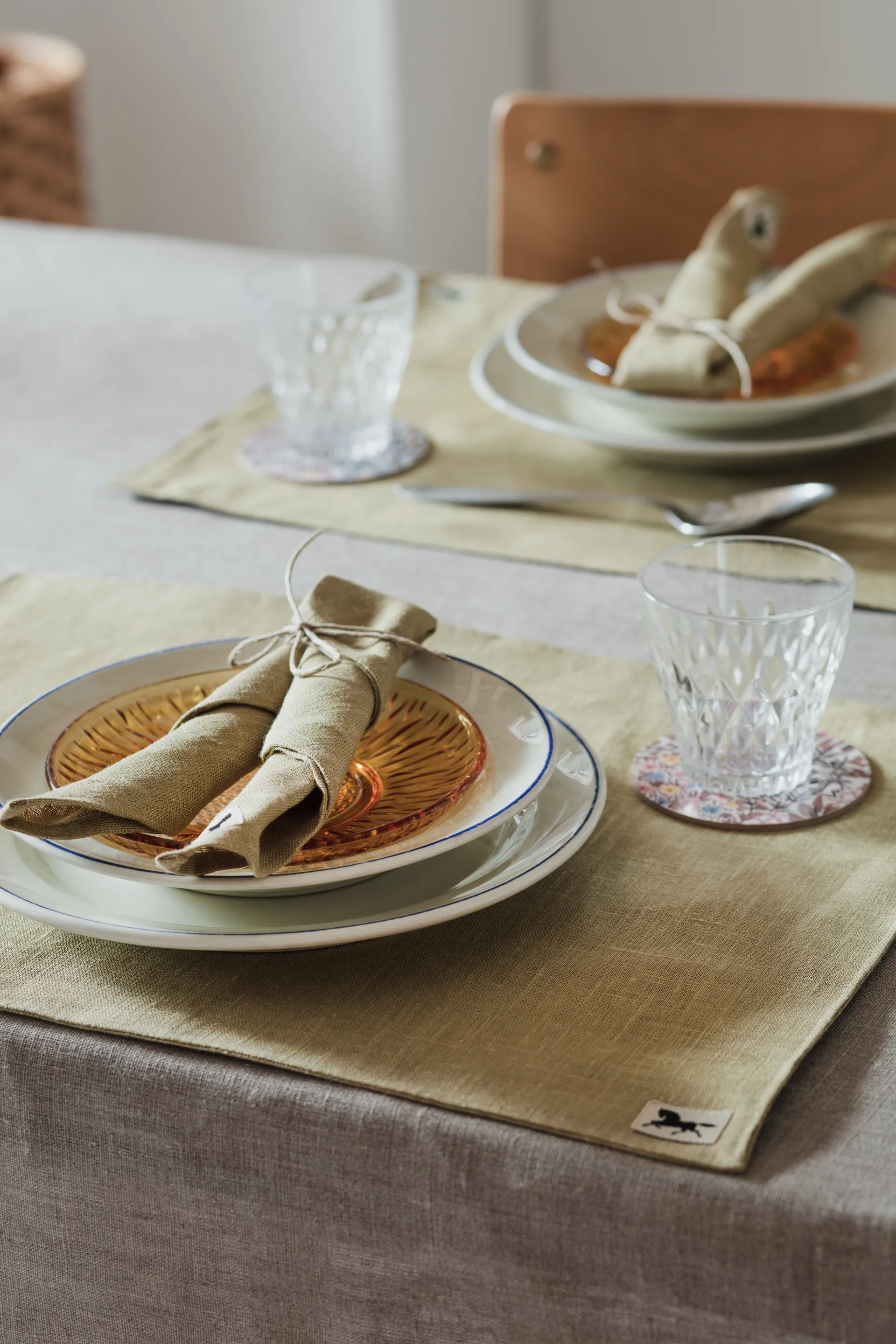 Linnen placemat 34x45 cm 2-pack, Olijf Almedahls