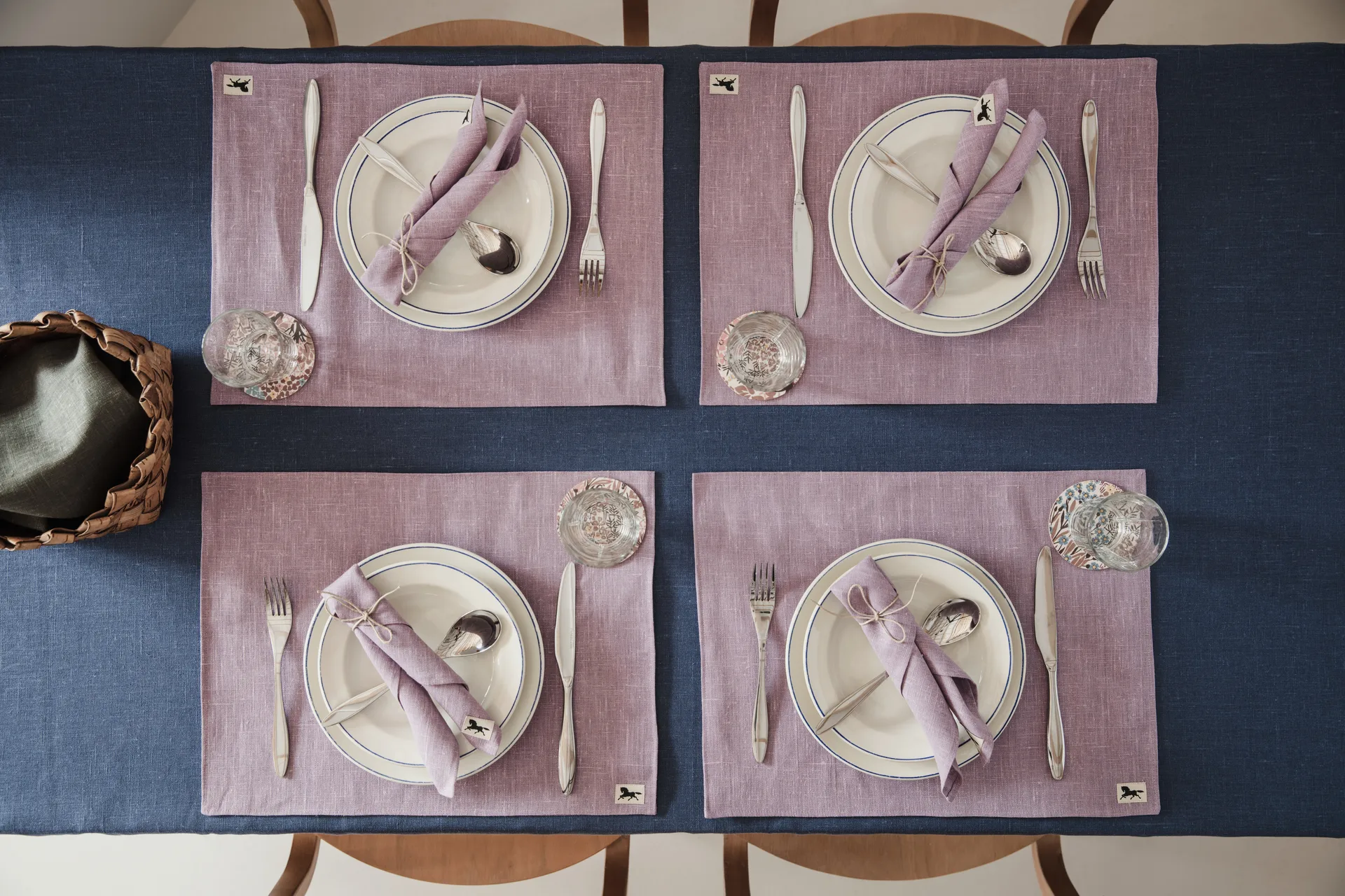 Linnen tafelkleed 140x220 cm, Blauw Almedahls