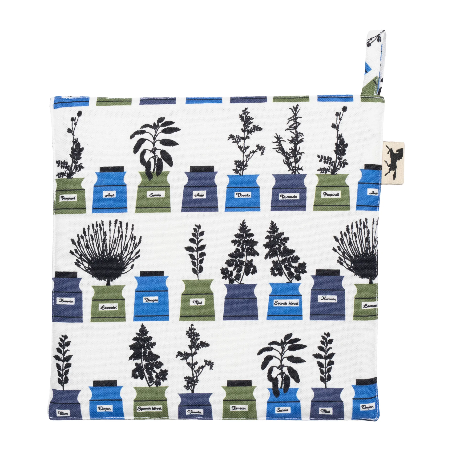 Persons kryddskåp pannenlap klein patroon, Blauw Almedahls