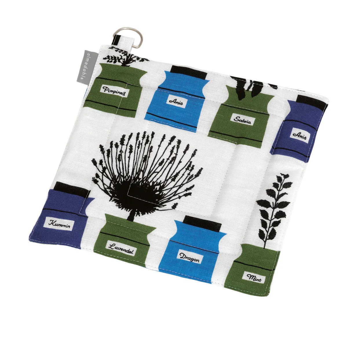 Persons Kryddskåp pannenlap, wit/blauw/groen Almedahls