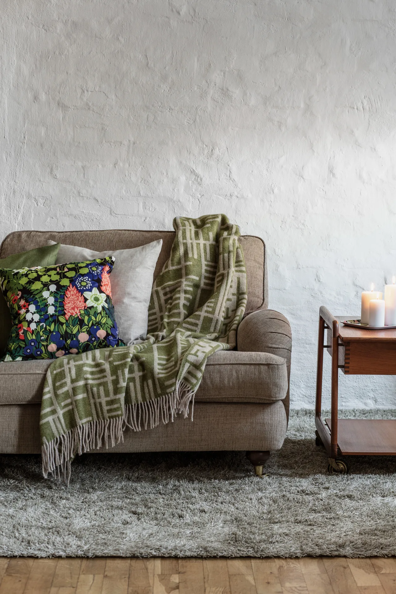 Pickepin plaid 130x170 cm, Mosgroen-beige Almedahls