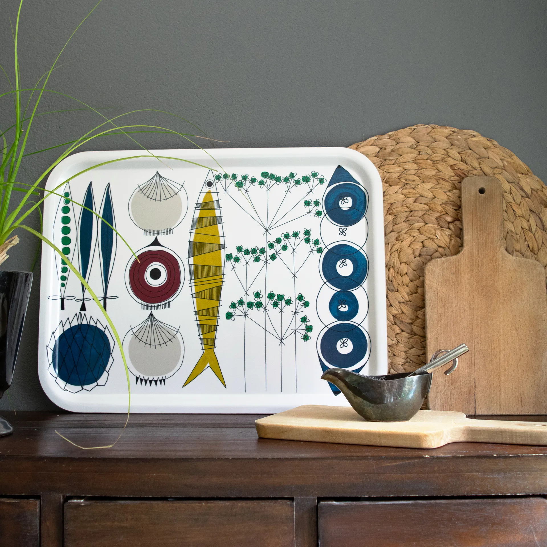 Picknick dienblad 20x27 cm, Blauw-multi Almedahls