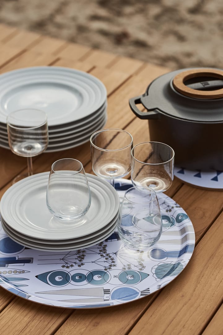 Picknick dienblad Ø38 cm, Blauw-beige Almedahls