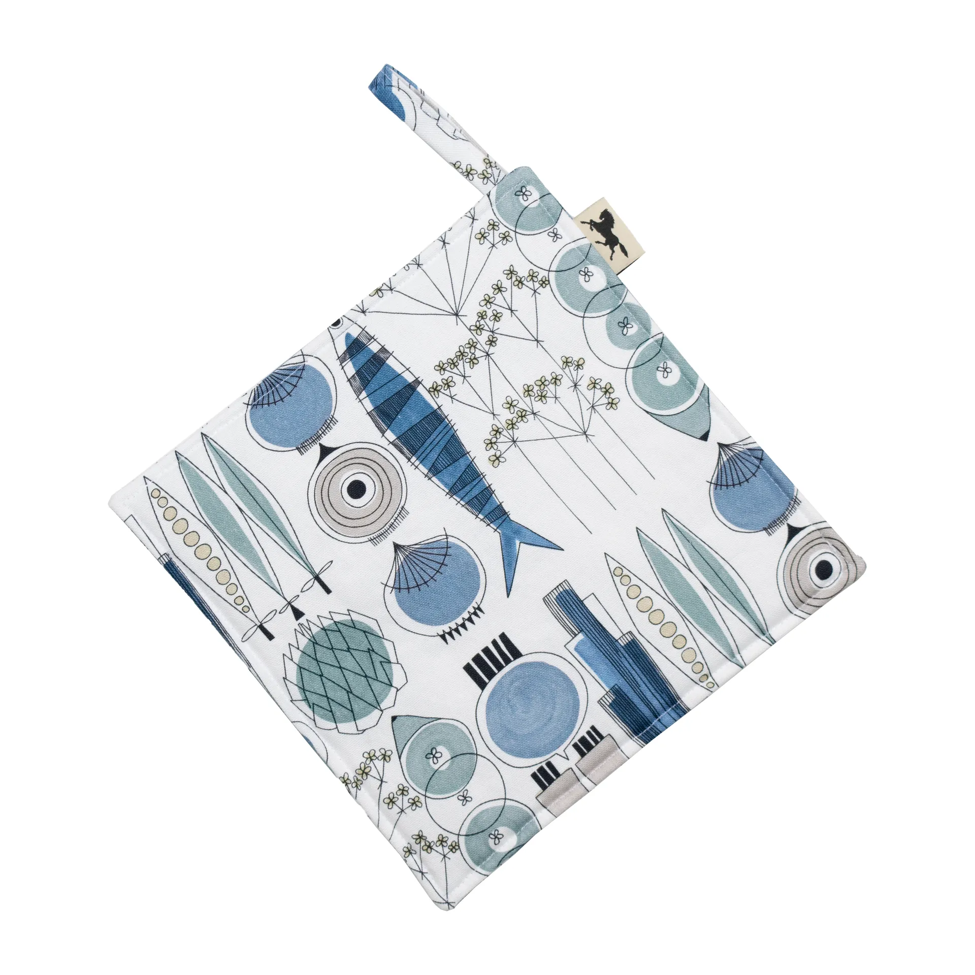 Picknick pannenlap 23x23 cm klein patroon, Blauw-beige Almedahls