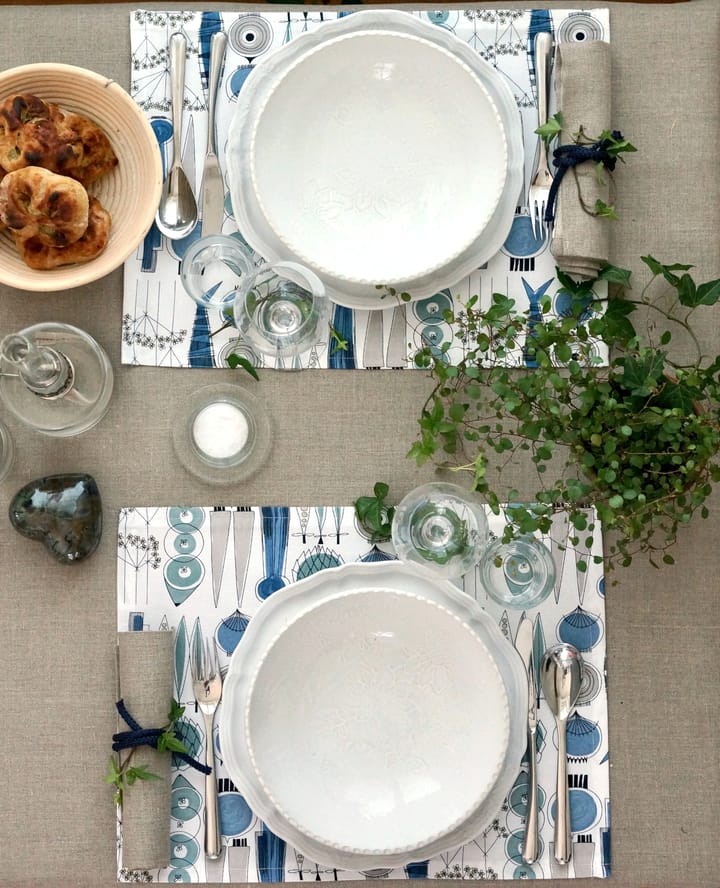 Picknick placemat 34x45 cm 2-pack, Blauw-beige Almedahls