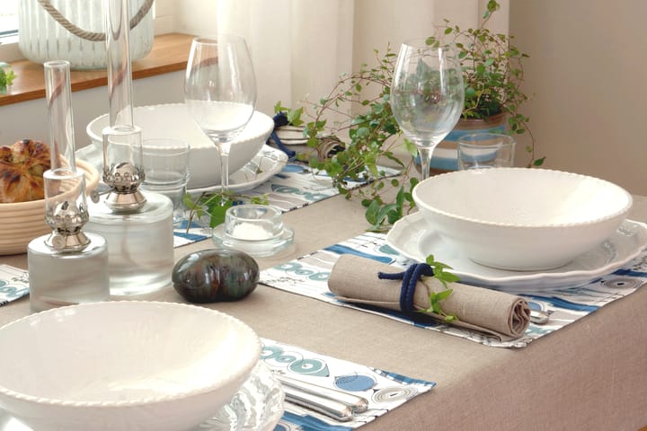 Picknick placemat 34x45 cm 2-pack, Blauw-beige Almedahls