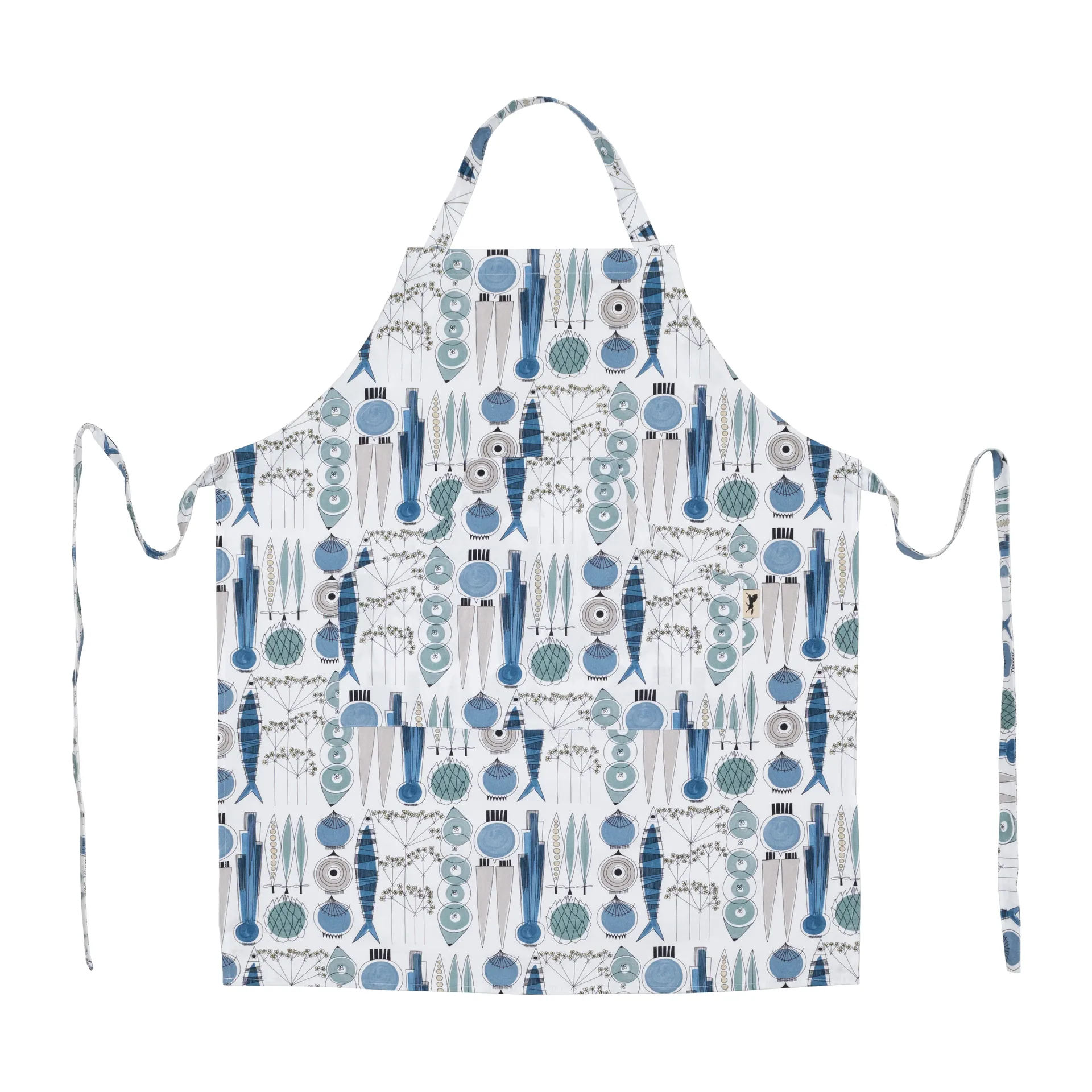 Picknick schort klein patroon, Blauw-beige Almedahls