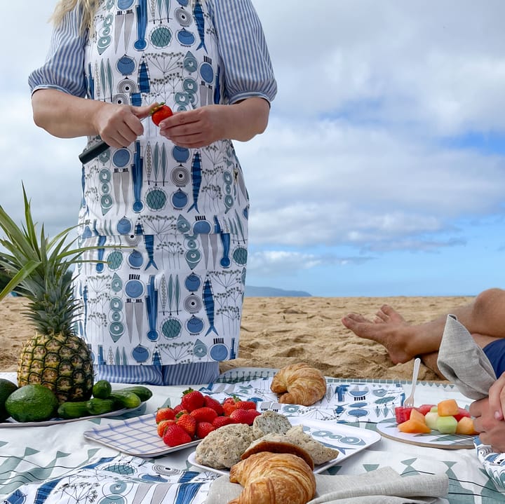 Picknick schort klein patroon, Blauw-beige Almedahls