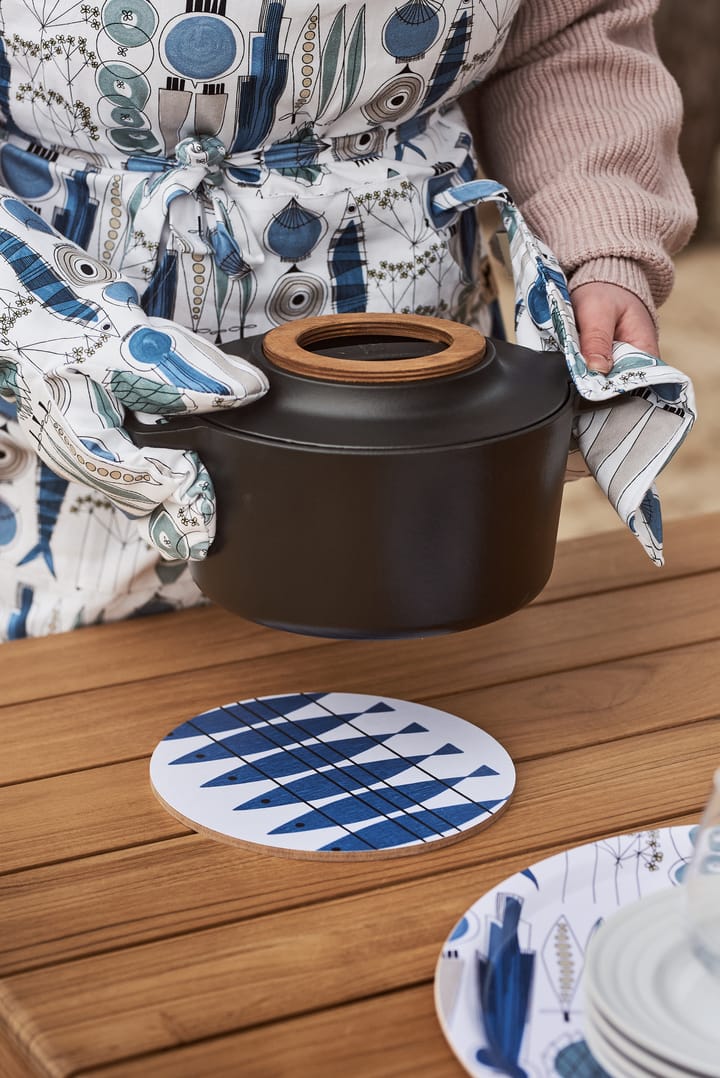 Picknick schort klein patroon, Blauw-beige Almedahls