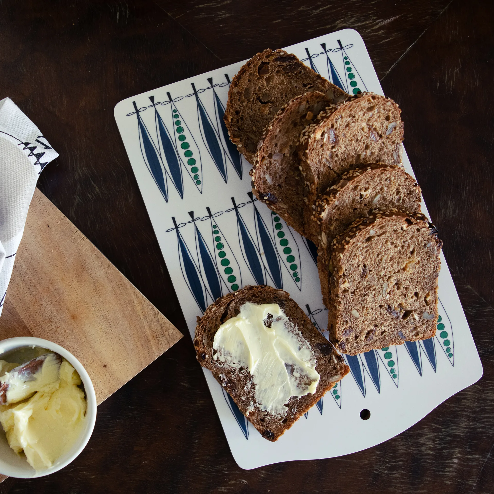 Picknick serveerplank erwten 20x30 cm, Blauw-multi Almedahls