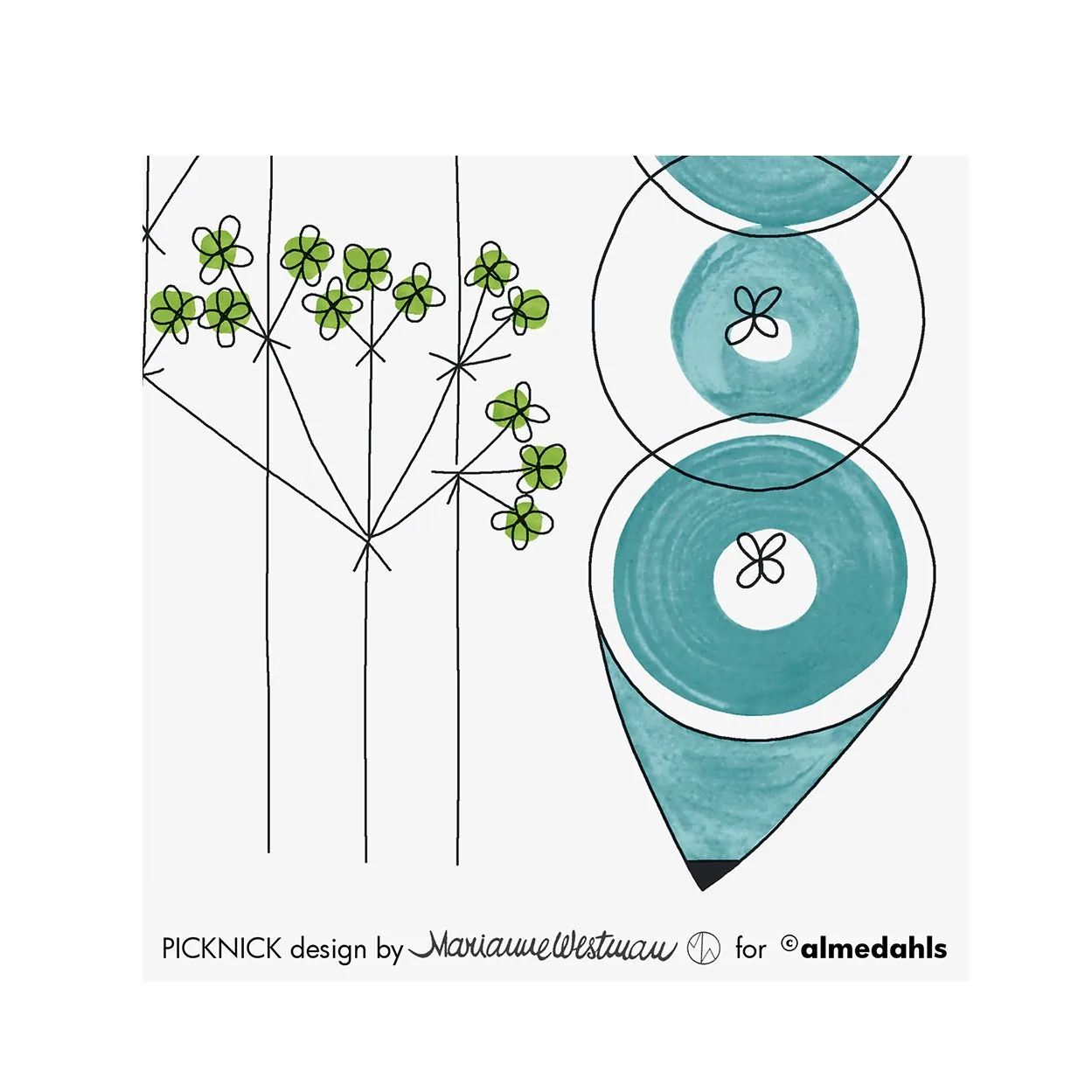 Picknick servetten 20-pack, Blauw Almedahls