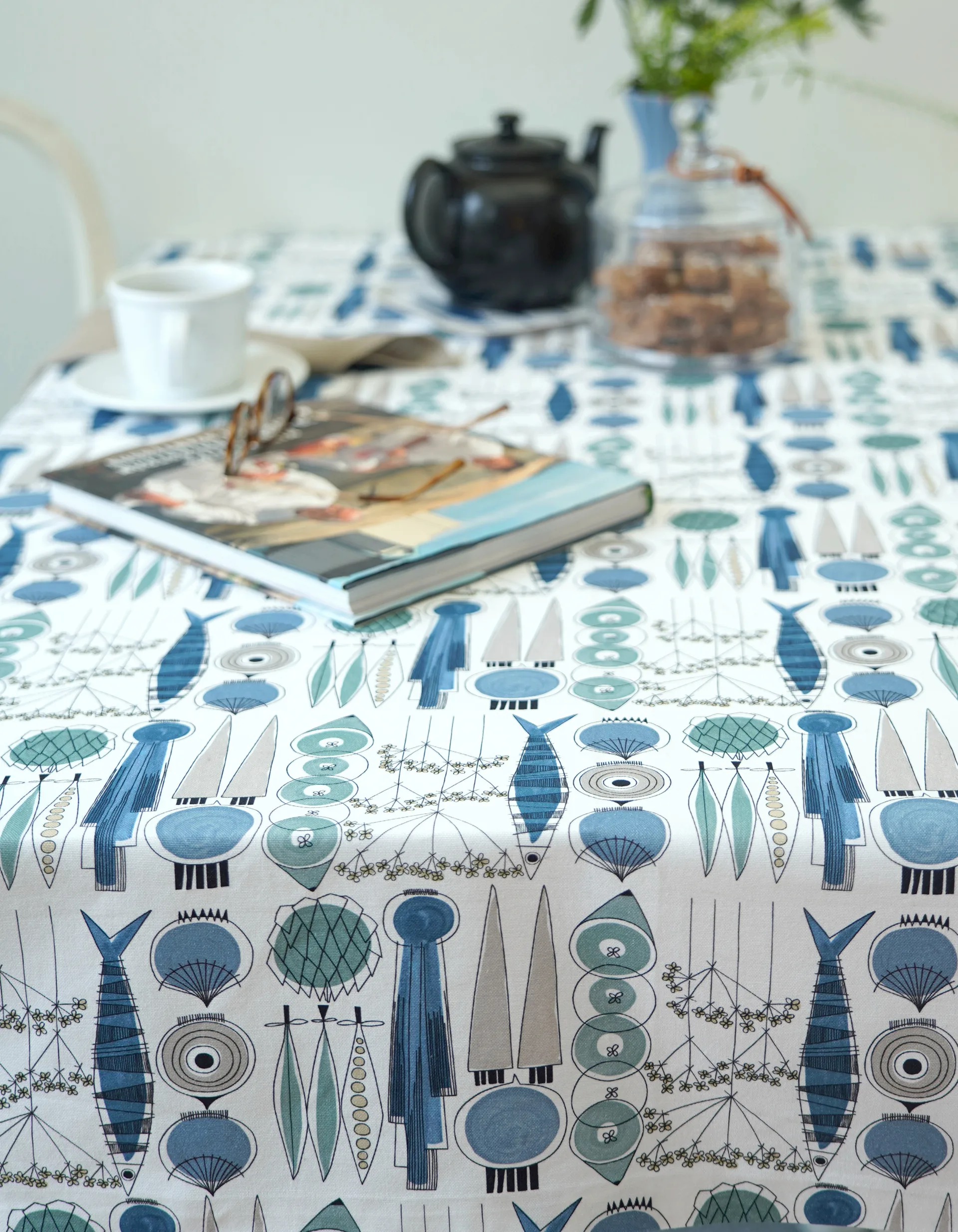 Picknick stof, Blauw-beige Almedahls