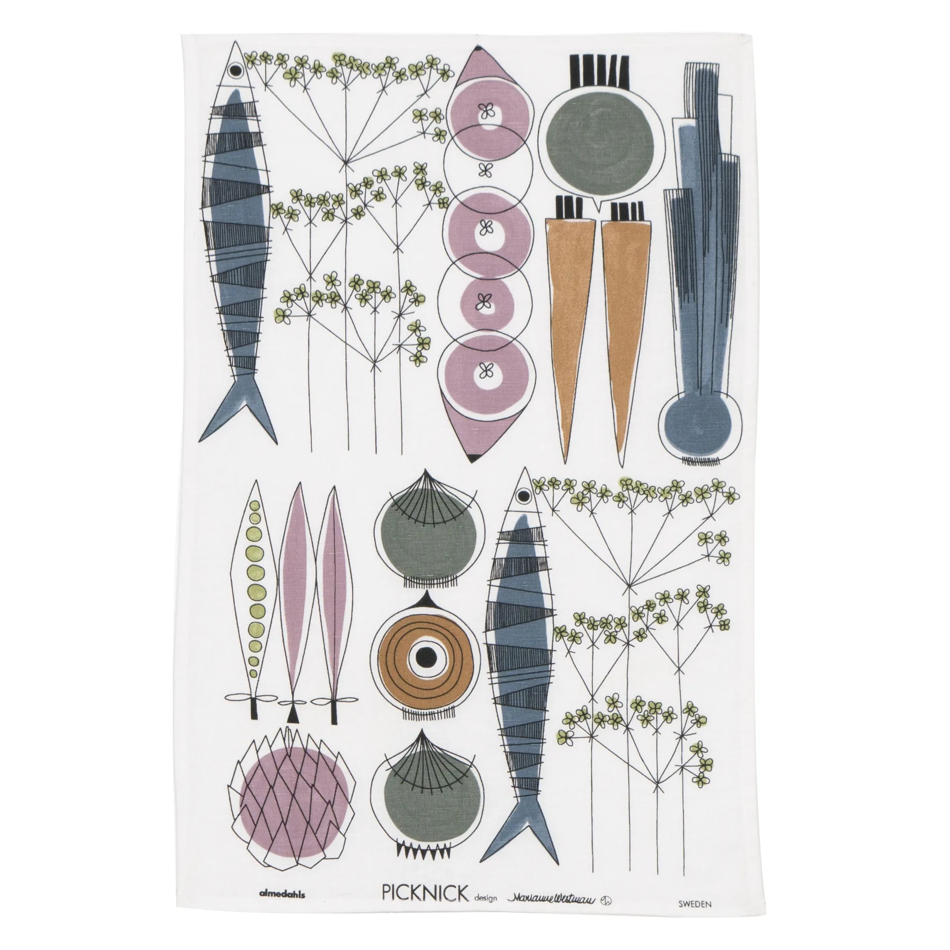 Picknick theedoek, blauw-rose Almedahls