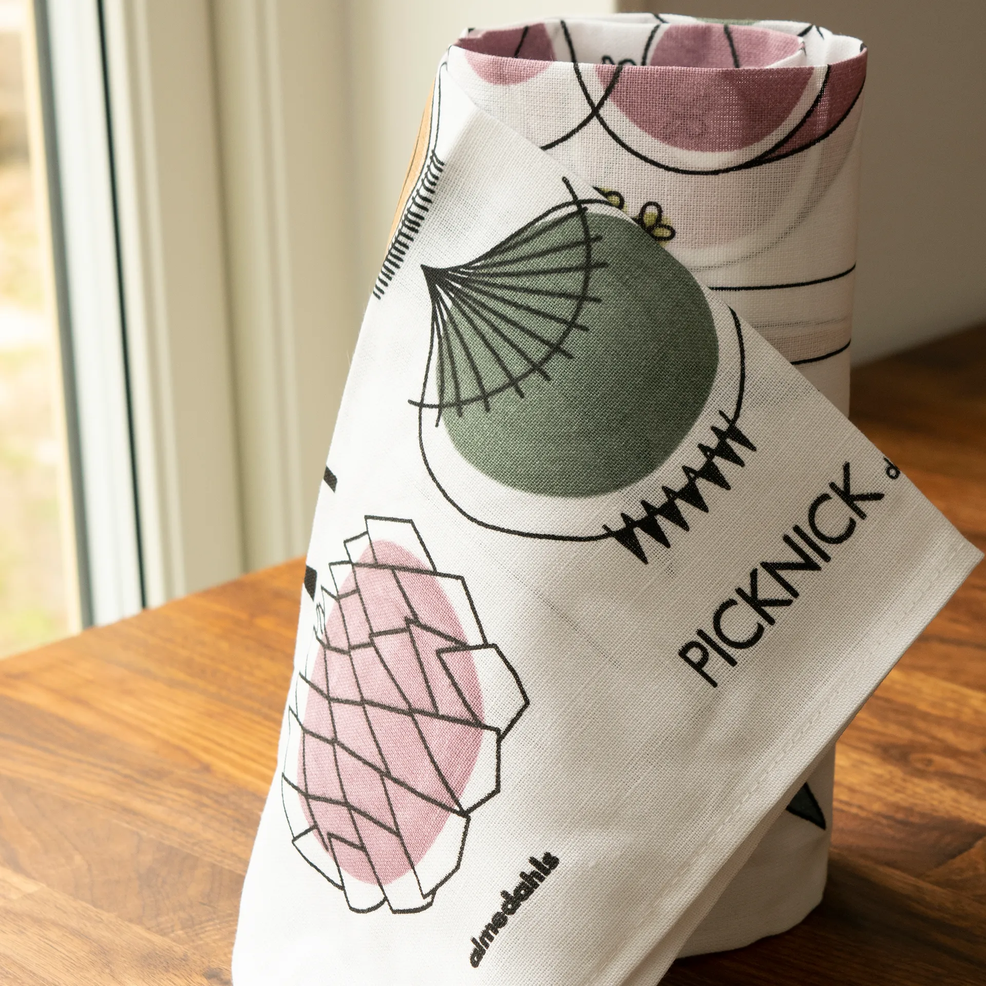 Picknick theedoek, blauw-rose Almedahls