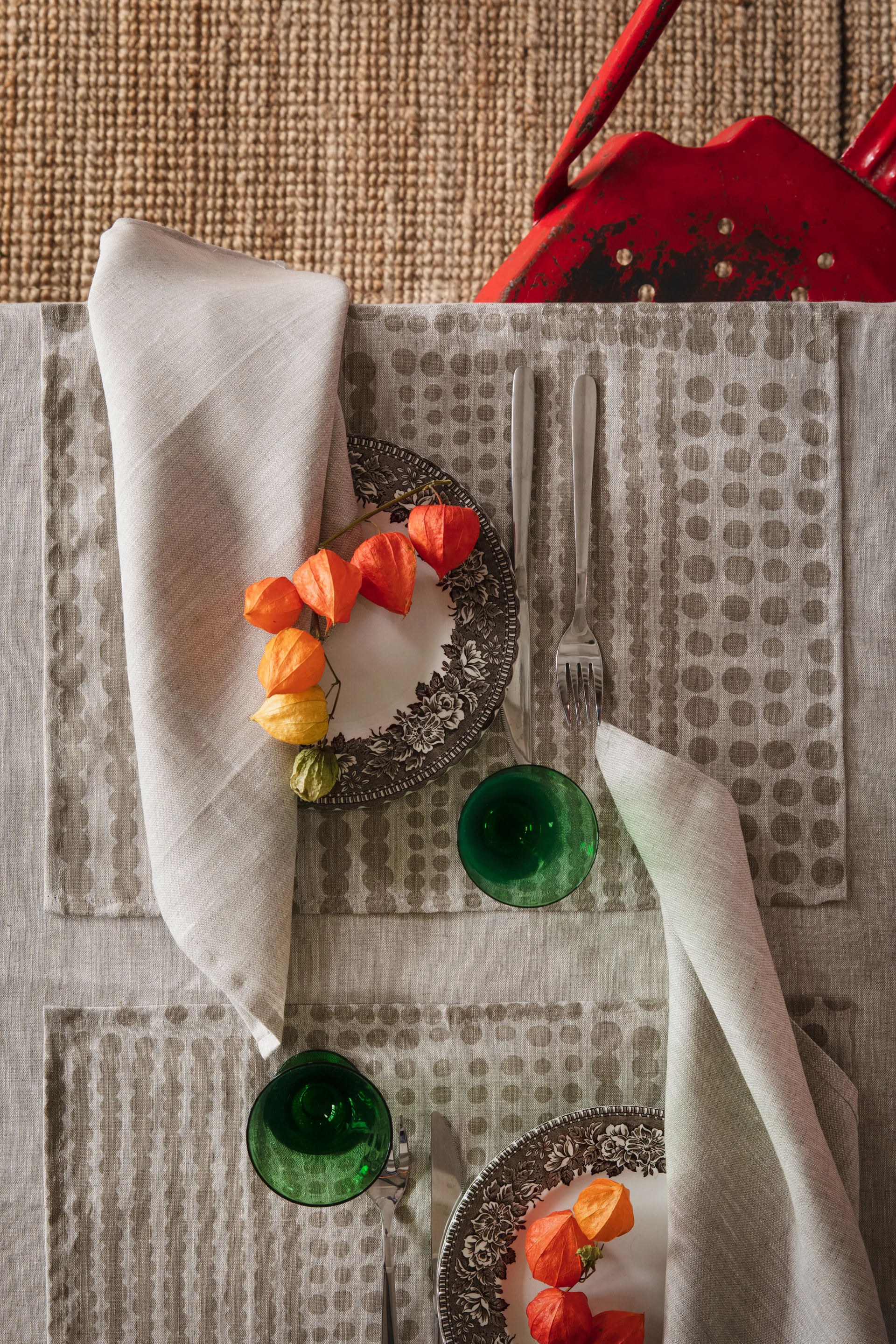 Pricktyg placemat 34x45 cm, Natuur-taupe Almedahls