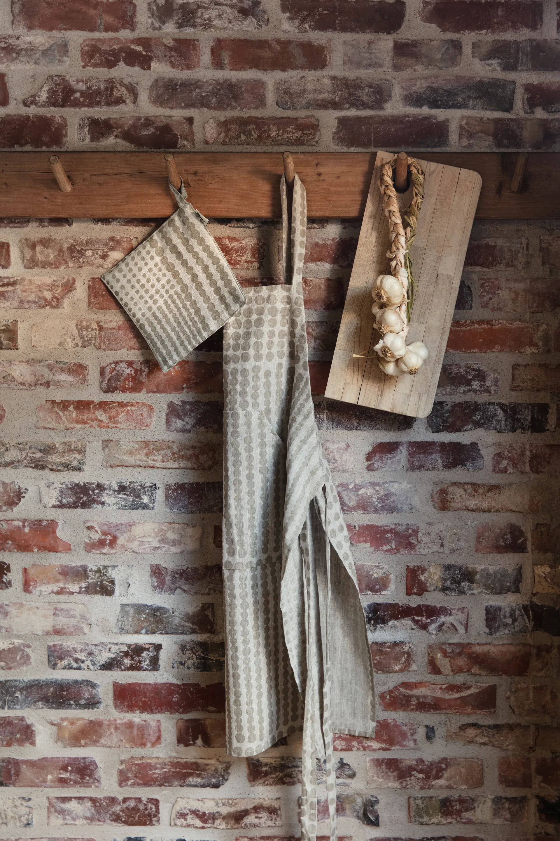 Pricktyg schort, Natuur-taupe Almedahls