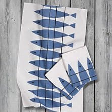 Sill theedoek, wit-blauw Almedahls