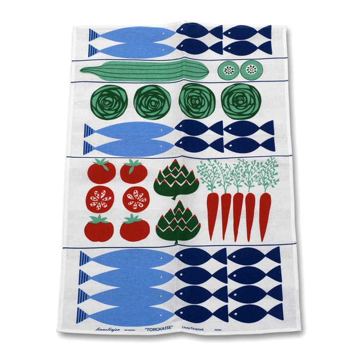 Torgkasse theedoek - rood-blauw-groen - Almedahls