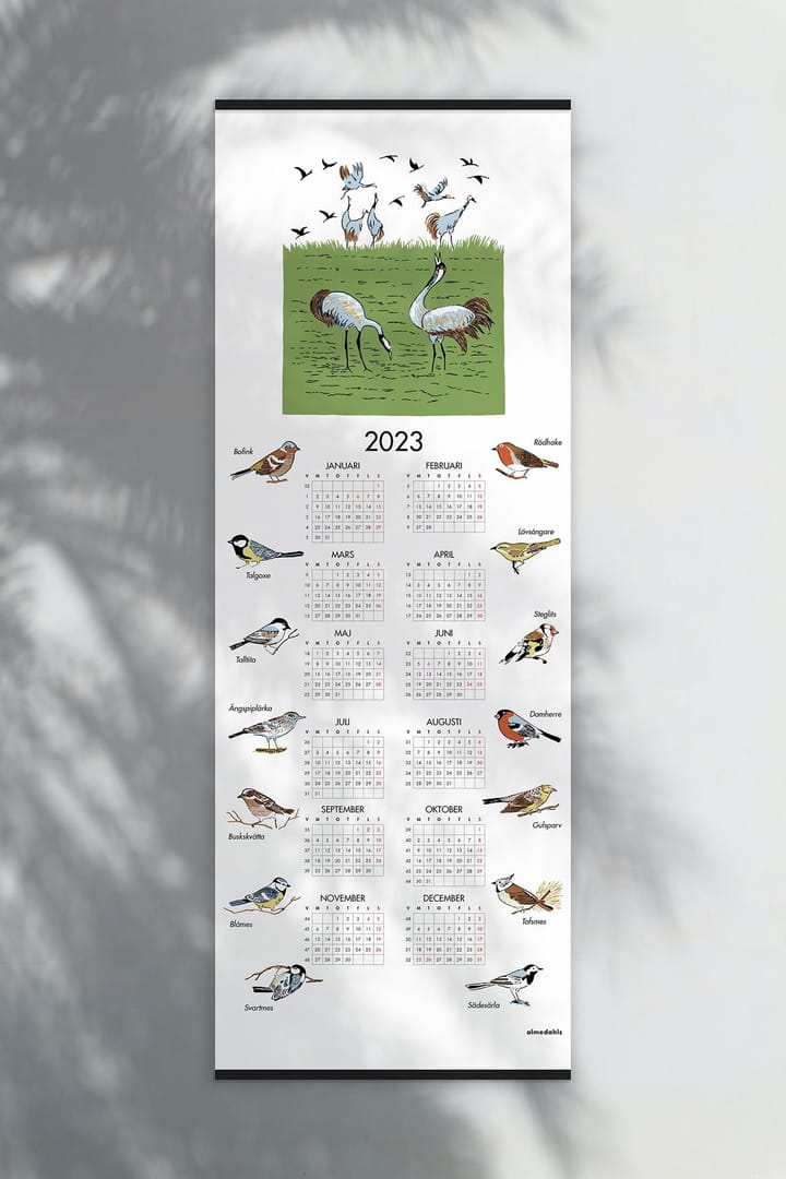 Zweedse vogels kalender 2023, 35x90 cm Almedahls