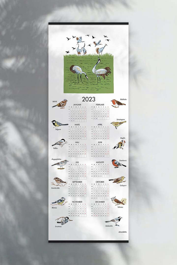 Zweedse vogels kalender 2023 - 35x90 cm - Almedahls