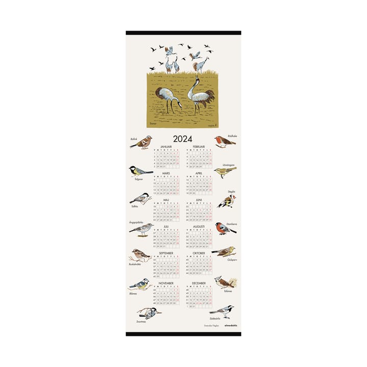 Zweedse vogels kalender 2024 - 35x90 cm - Almedahls