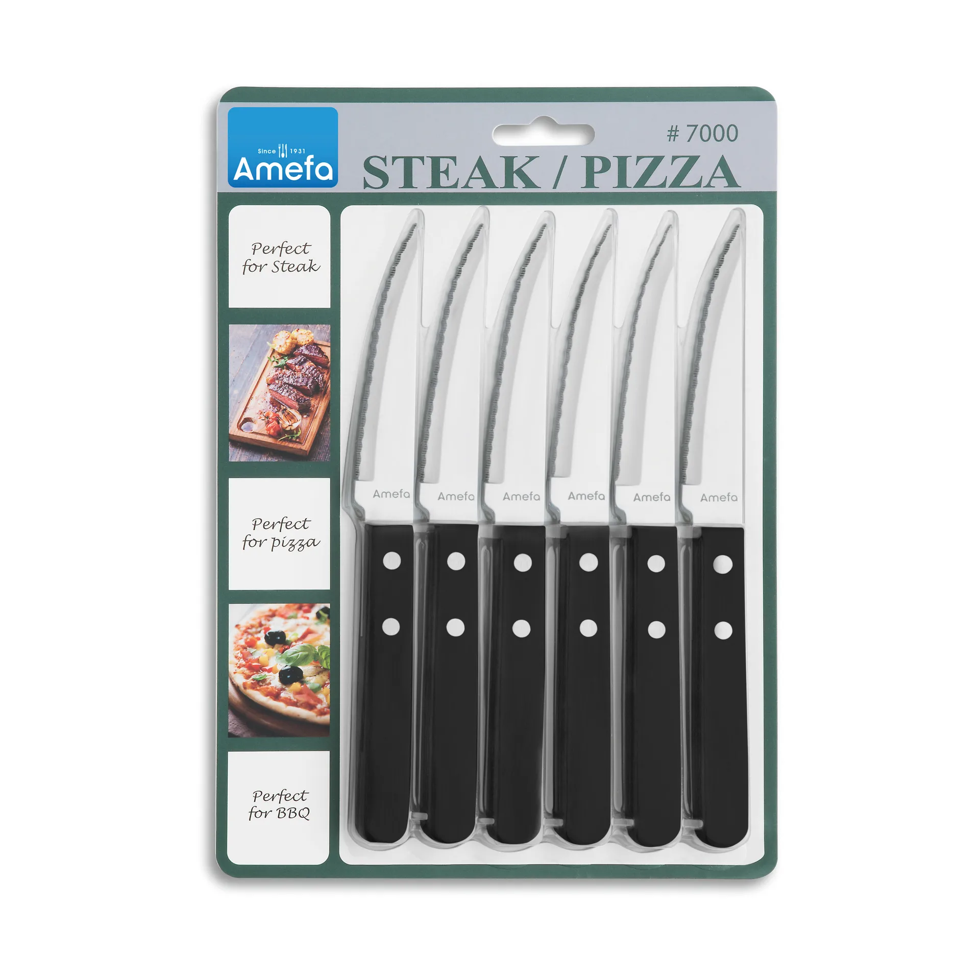 Pizza Noir grillmes 6-pack, Zwart Amefa