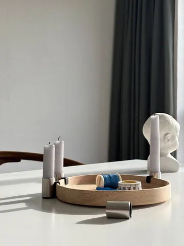 Luna kandelaar Ø27 cm - Eik-staal - Applicata