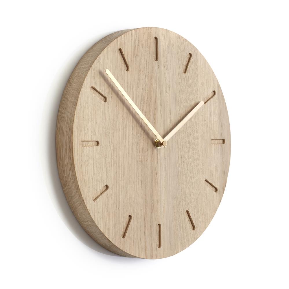 Applicata Watch Out wandklok eiken eiken-messing