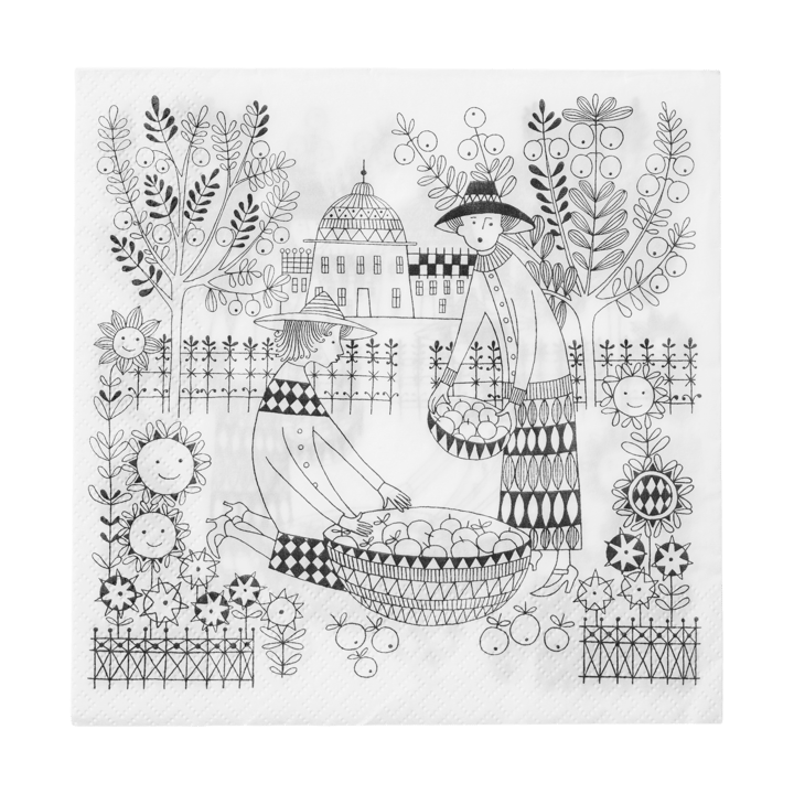 Emilia papieren servetten 33x33 cm 20-pack - Zwart-wit - Arabia