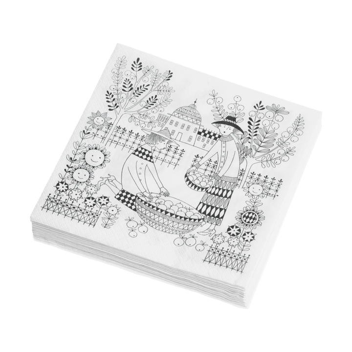 Emilia papieren servetten 33x33 cm 20-pack, Zwart-wit Arabia