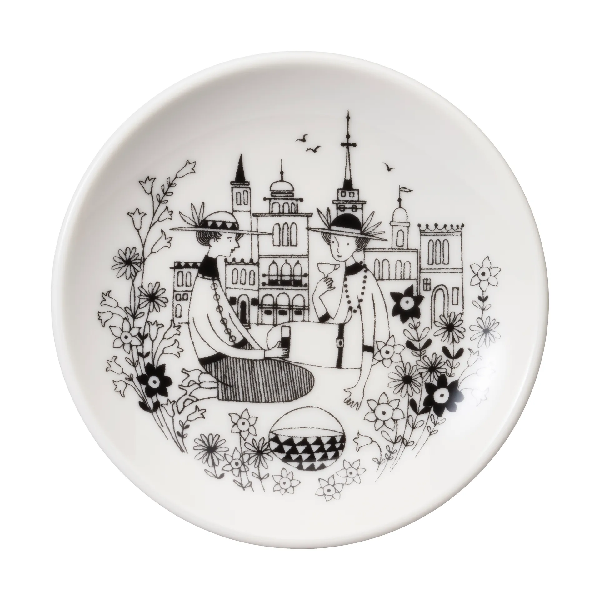 Emilia schotel Ø10,5 cm, Zwart-wit Arabia