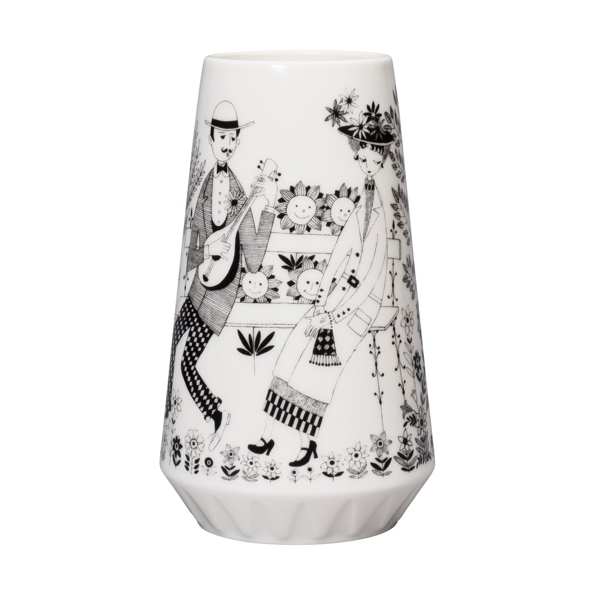 Arabia Emilia vaas 19 cm Zwart-wit | Scandinavisch Interieur | Vazen | Zwart