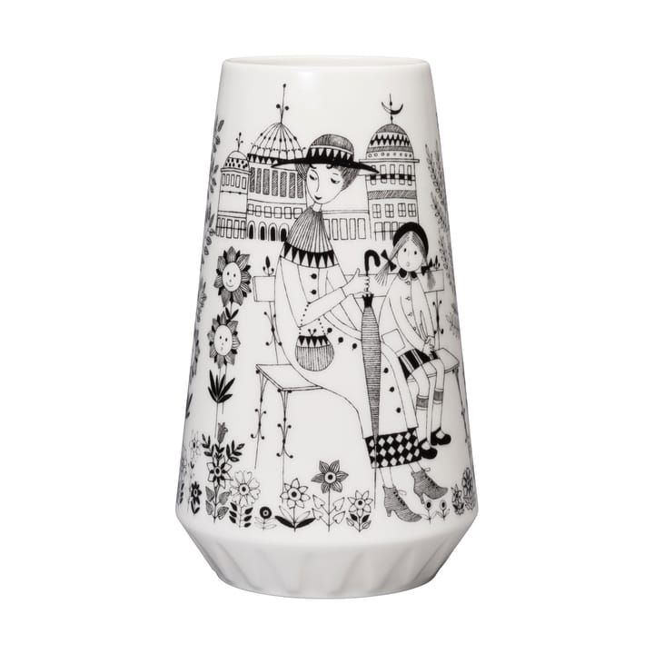 Emilia vaas 19 cm, Zwart-wit Arabia