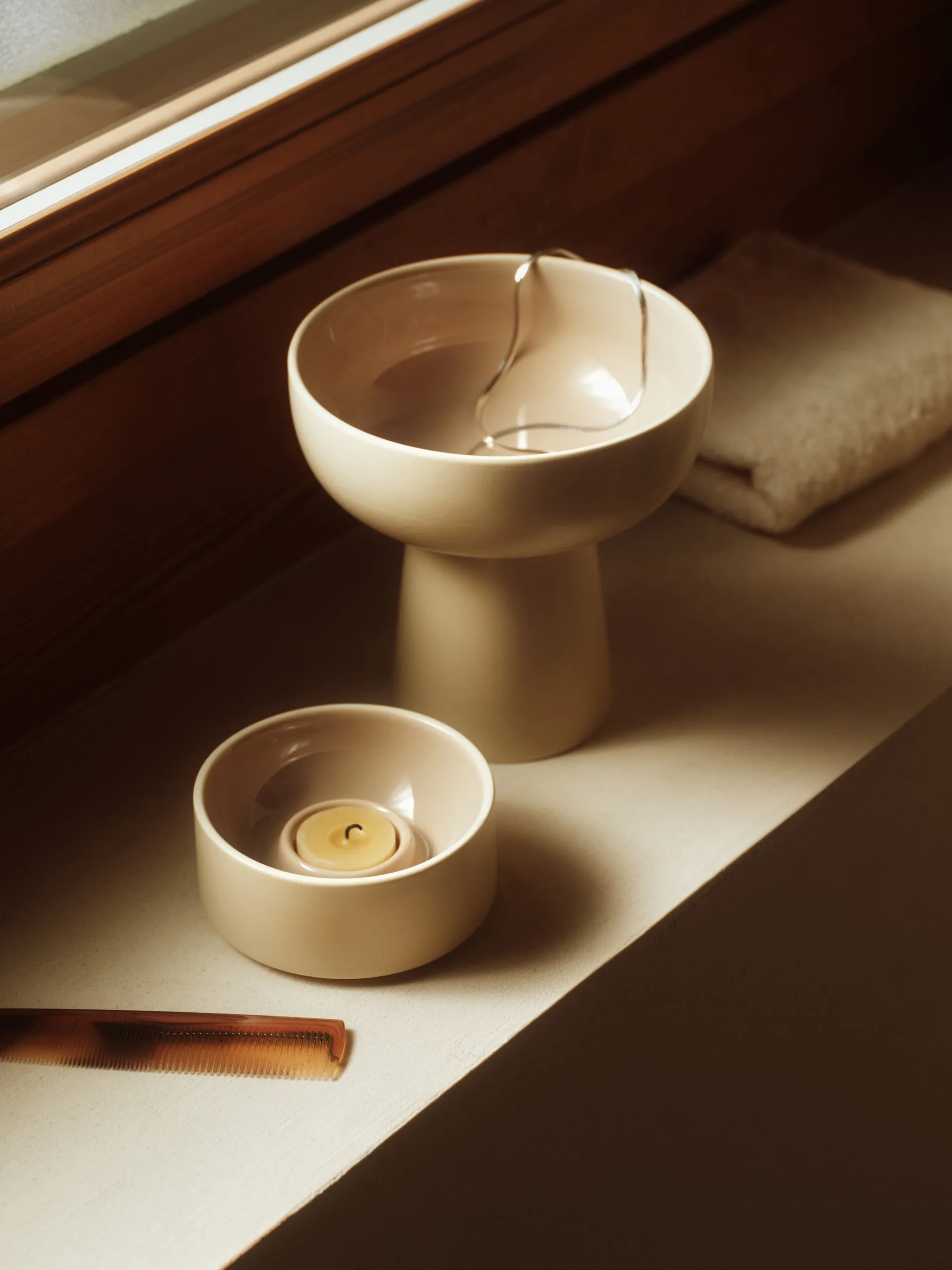 Kirnu waxinehouder Ø11x5 cm, Beige Arabia