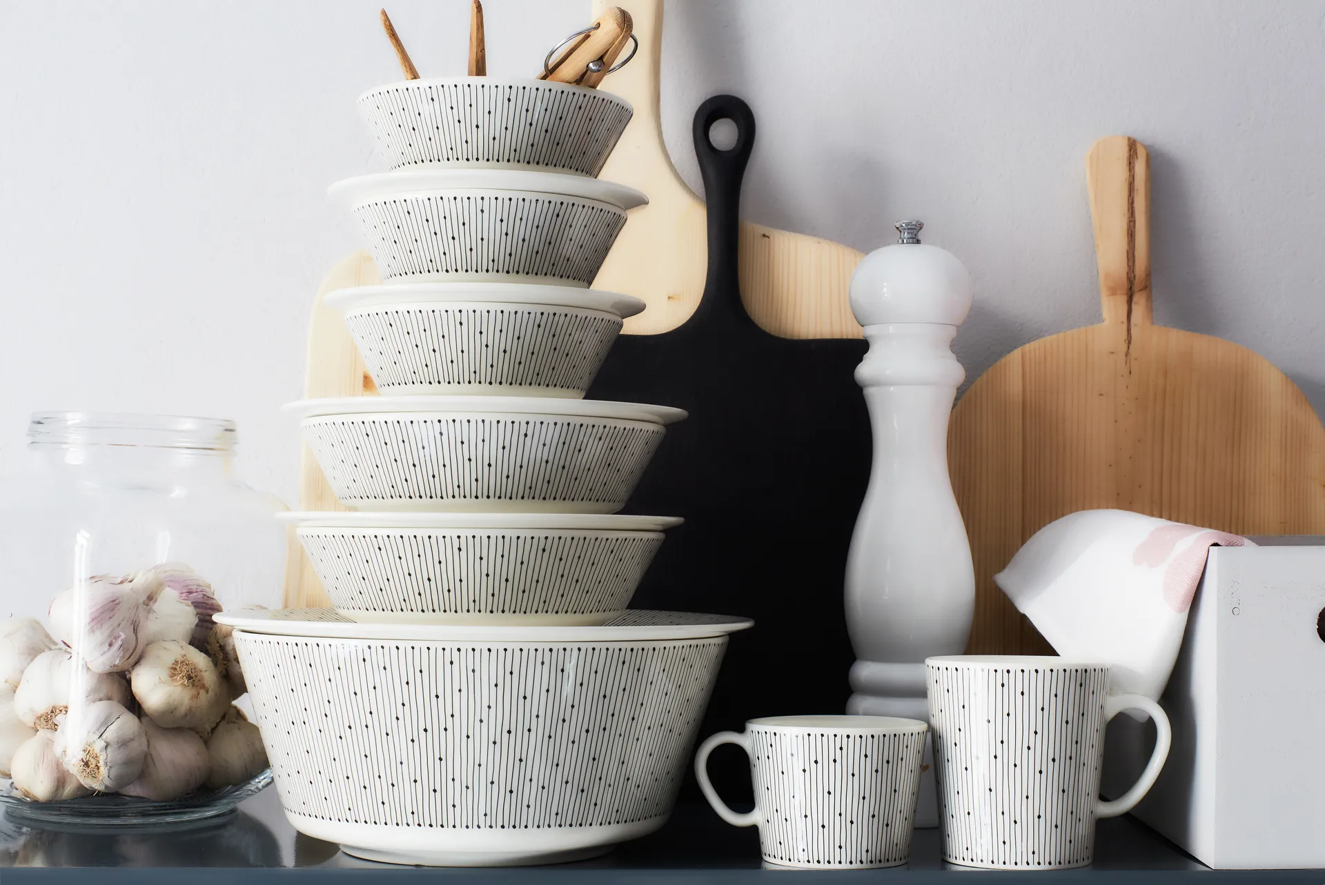 Mainio Sarastus kom Ø17 cm, Zwart-wit Arabia