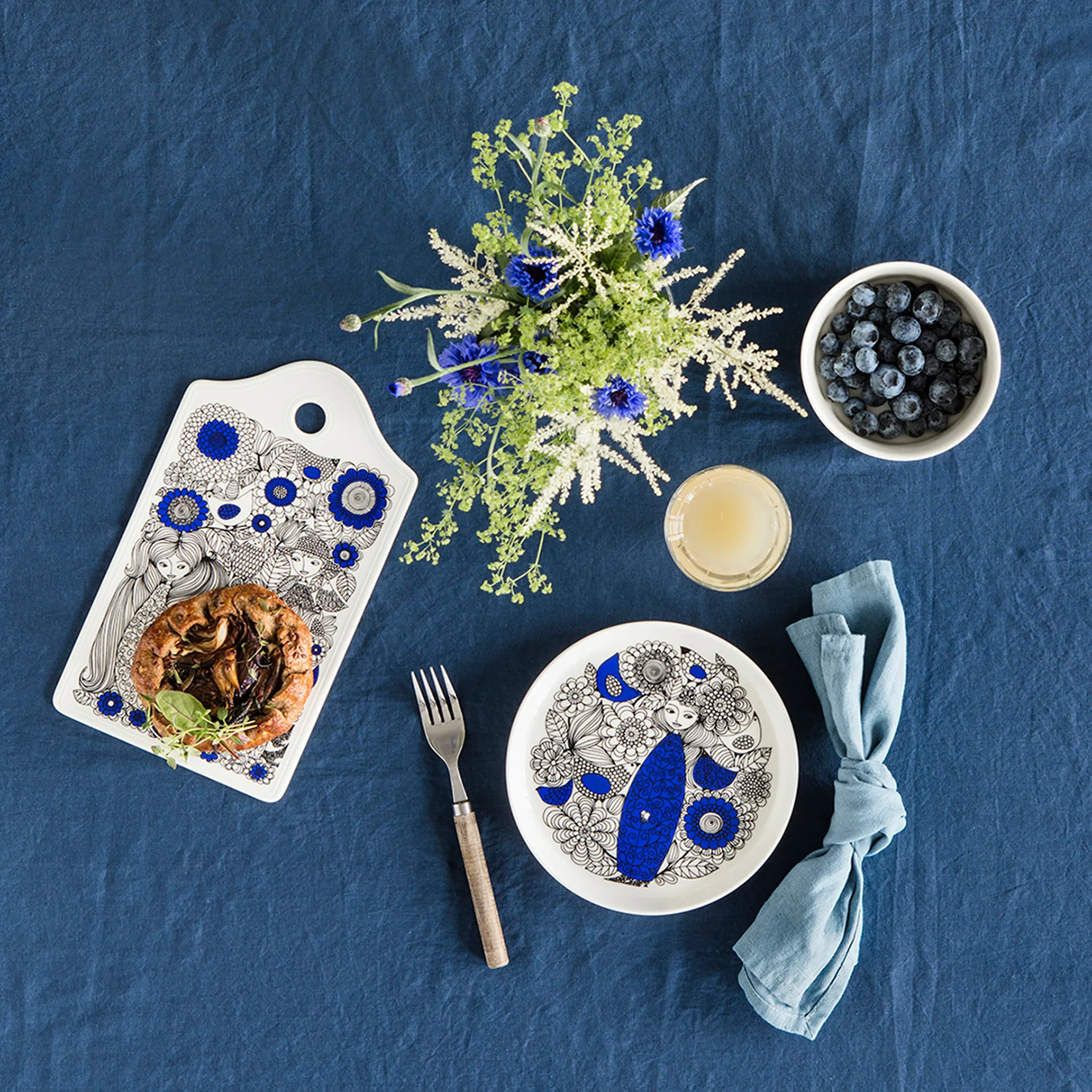 Pastoraali bord Ø19 cm, Blauw Arabia
