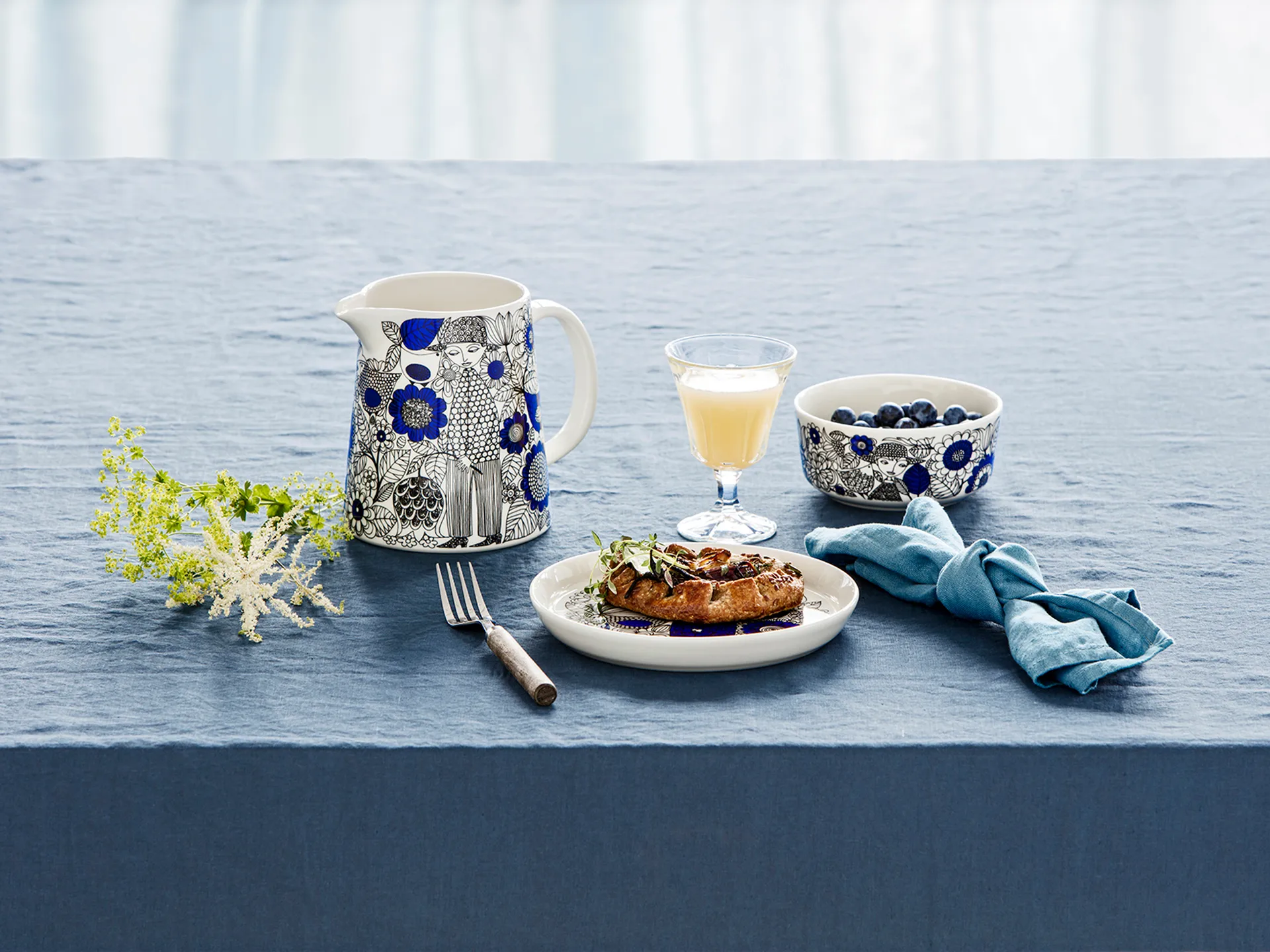 Pastoraali mok 30 cl en bord Ø19 cm, Blauw Arabia