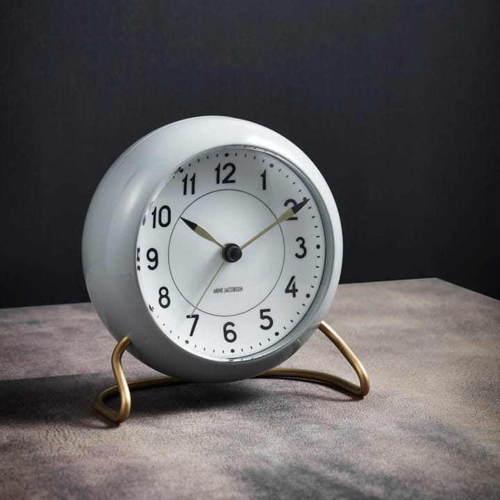 AJ Station tafelklok 12 cm, grijs-wit Arne Jacobsen Clocks